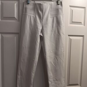 Size 8-10 Simply Noelle, white Stretch Long Pant With Buttons at the Ankle